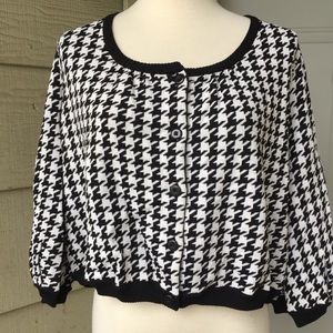 ✨ Nine West Chic Black & White Houndstooth Cardigan, NWOT, Plus Size